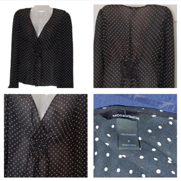 💙🏍POLKADOT Blouse with low vneck cut - Picture 1 of 9